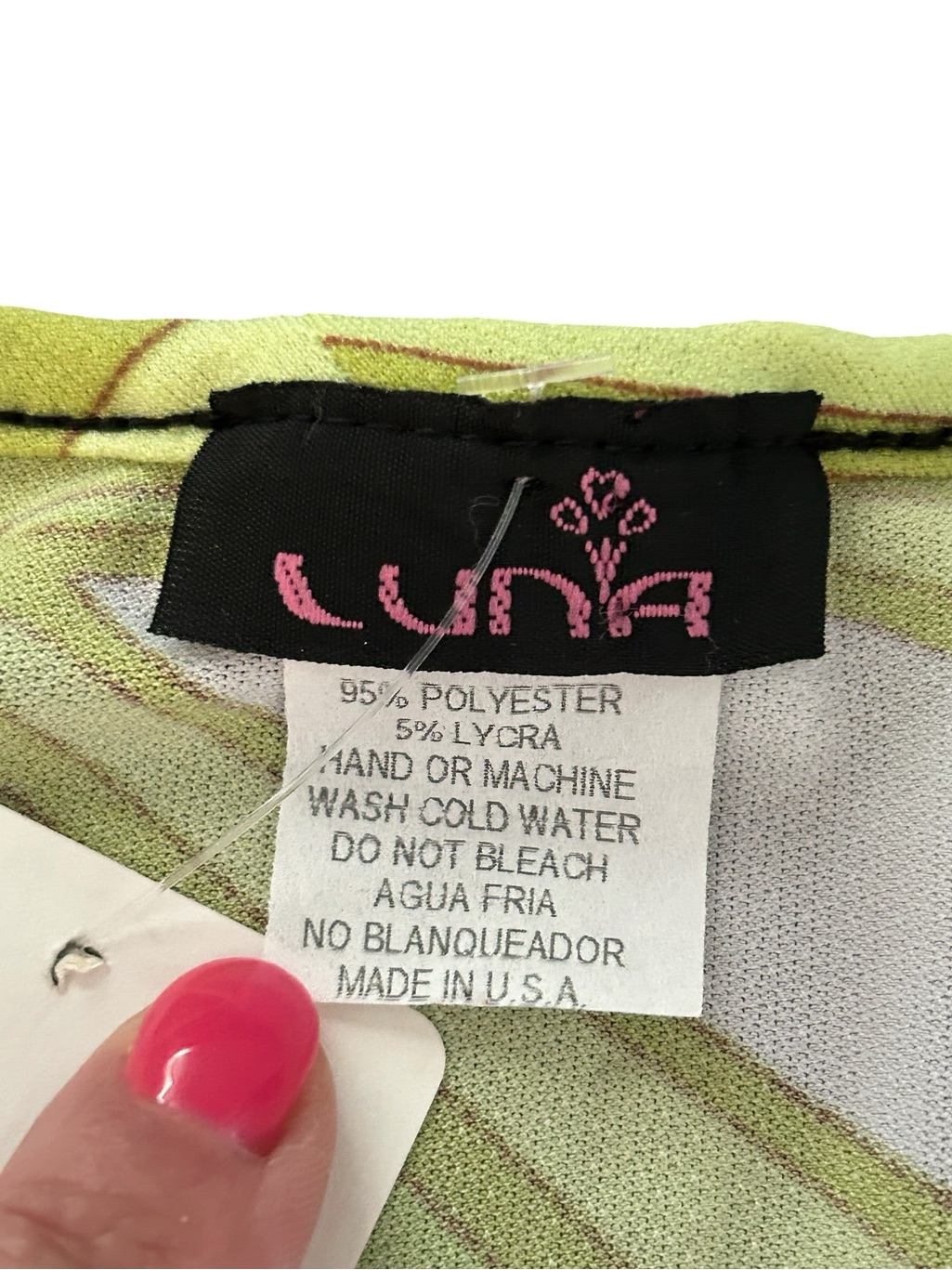 Luna Vintage Y2k Green Floral Keyhole Women's Top Hippy Flower Boho Sz L Nwt — image 5 of 8